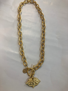 GOLD CAST  TIGER TOGGLE NECKLACE