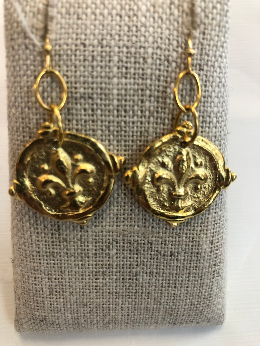 GOLD CAST FLEUR DE LIS  WIRE  EARRINGS