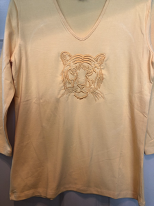 TIGER FACE  3/4 SLEEVE TEE SHIRT WITH SPANDEX