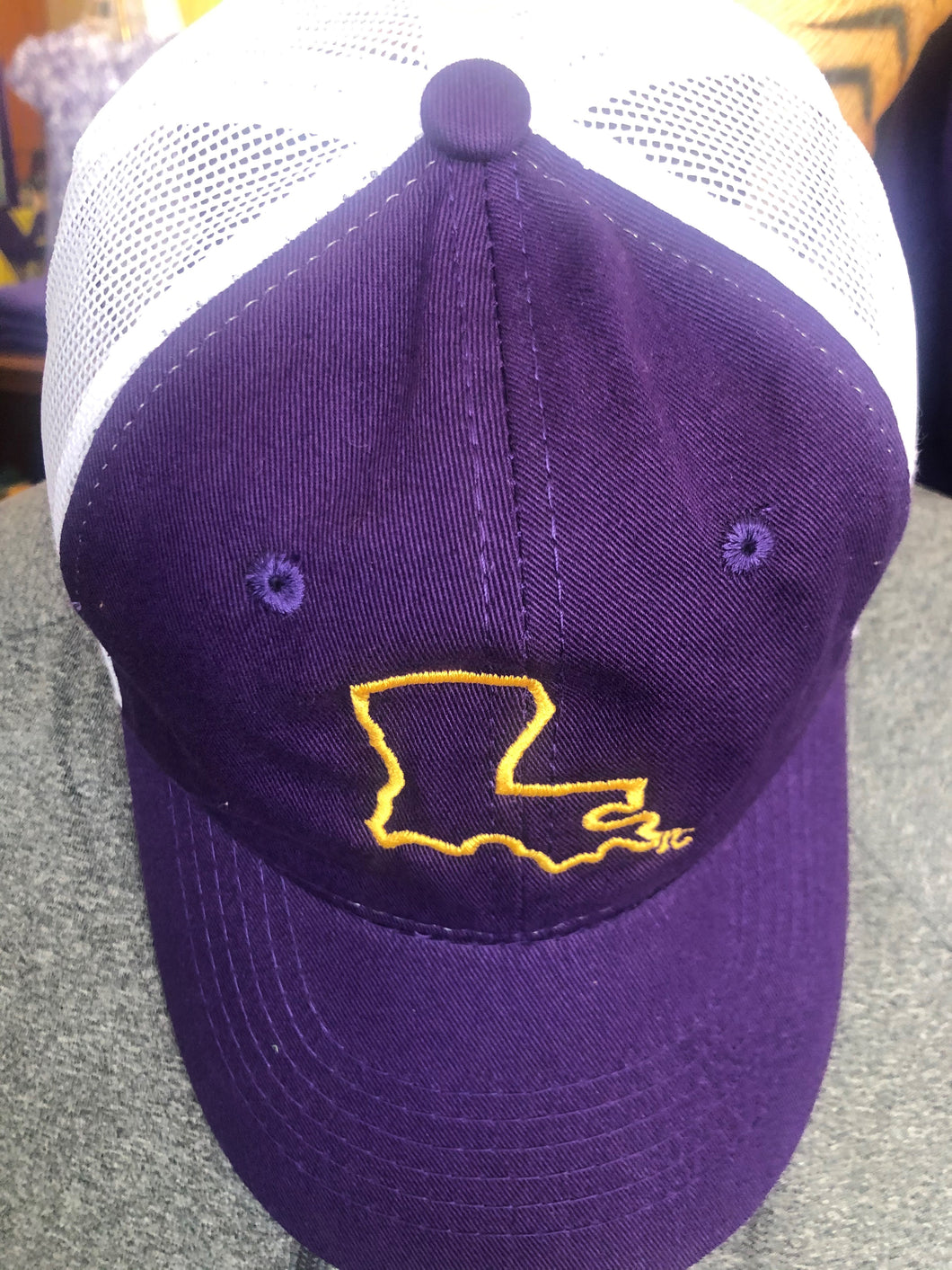 PURPLE,WHITE MESH STATE OUTLINE CAP